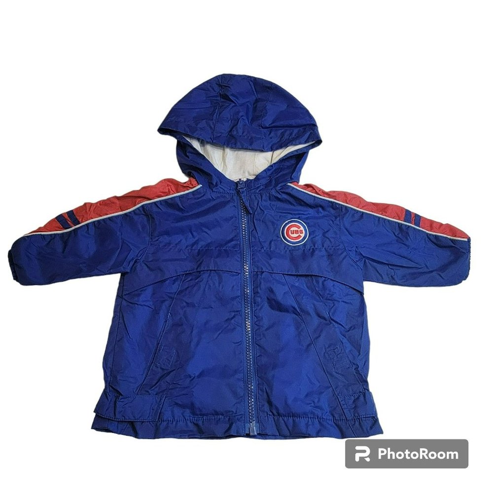 Majestic Windbreaker, Kids 12MO, Blue,Red&White, Hooded, MLB Chicago Cubs,  EUC